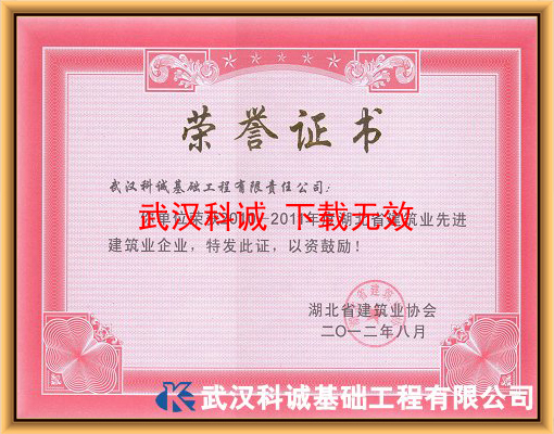 2010-2011年度湖北省建筑业先进建筑业企业证书