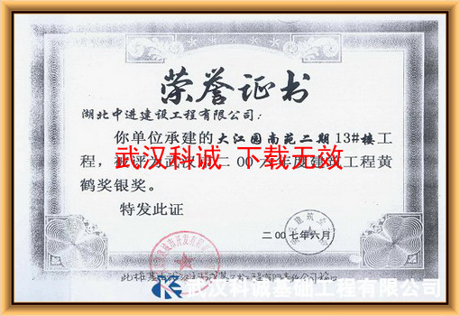 大江园南苑二期13#楼 获 建筑工程黄鹤杯银奖