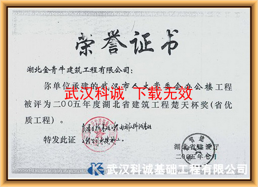 武汉市人大常委会办公楼 获 楚天杯奖（省优）