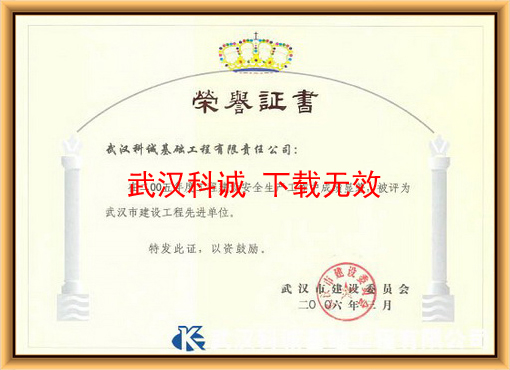 2005年度武汉市建设工程安全生产先进单位