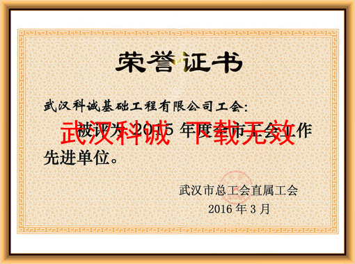 2015年度全市工会工作先进单位
