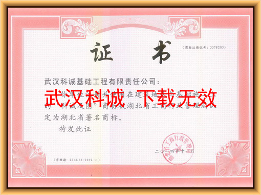 湖北省著名商标证书